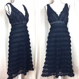 Tadashi Black Ruffle Texture Party Dress 🖤✨